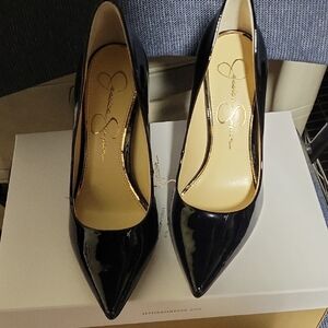 Jessica Simpson Black Heels with Glossy Patent Finish